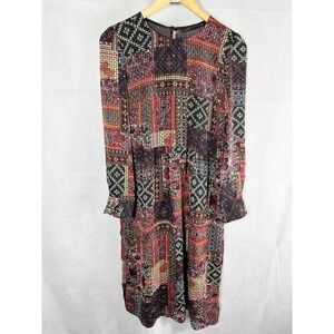 Zara Patchwork Print Midi Dress Size Medium